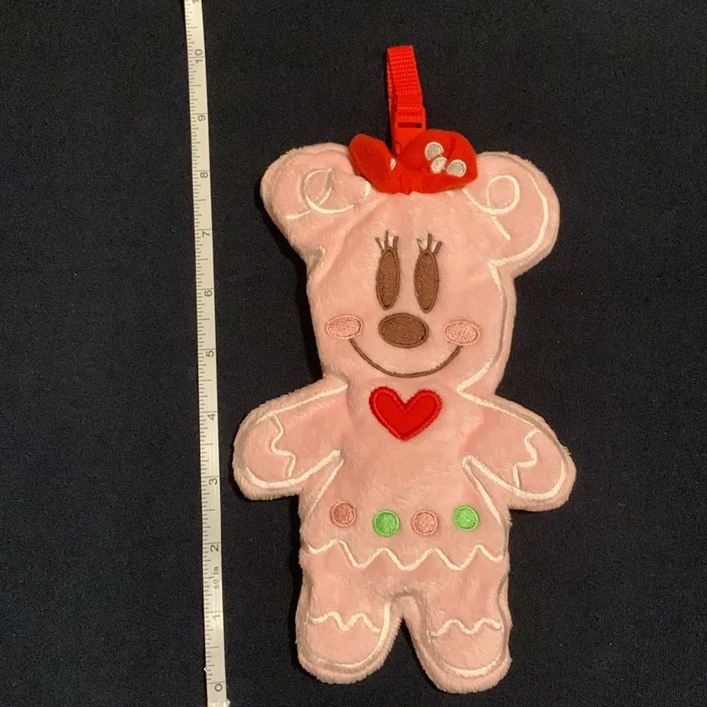 Tokyo Disneyland Minnie Mouse Plush Embroidered Zip Case Pouch Gingerbread
